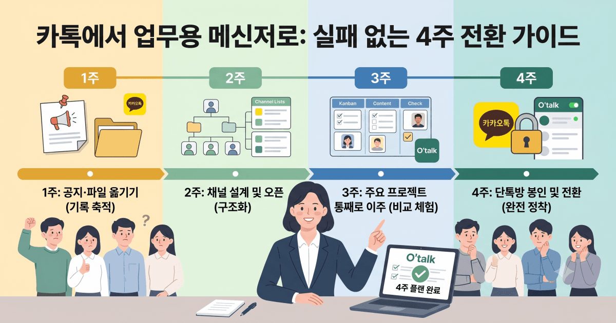 업무용 메신저 전환 가이드: 카톡에서 실패 없이 갈아타는 4주 플랜
