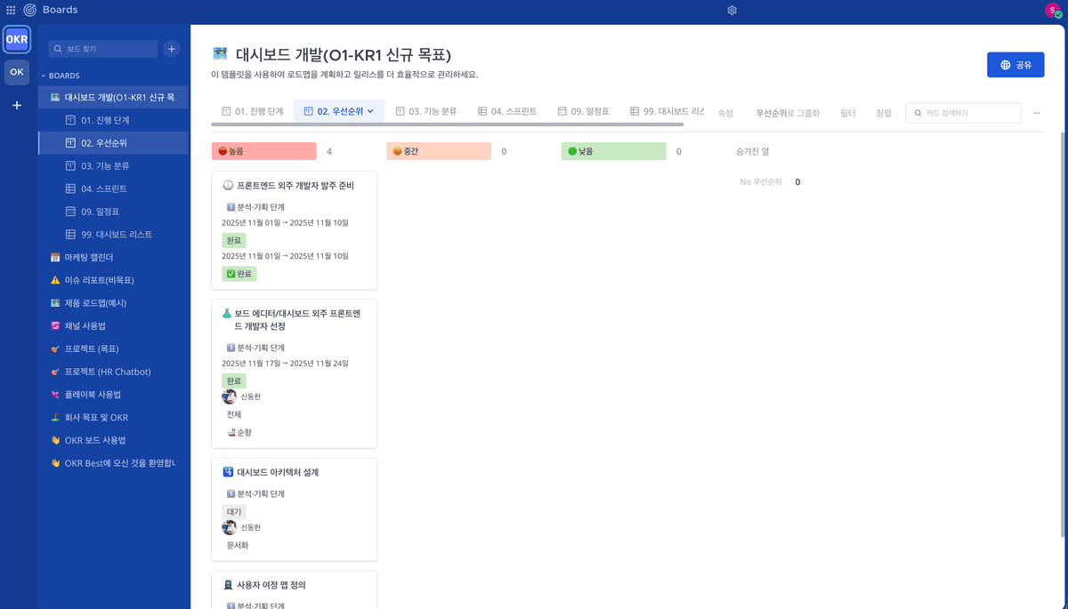 업무 캘린더 화면